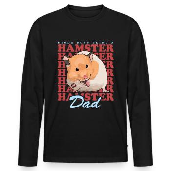 Hamster Papa Cadeau de hamster nain d’or - T-shirt manches longues Premium bio Homme - noir - Devant - Nico (187cm)