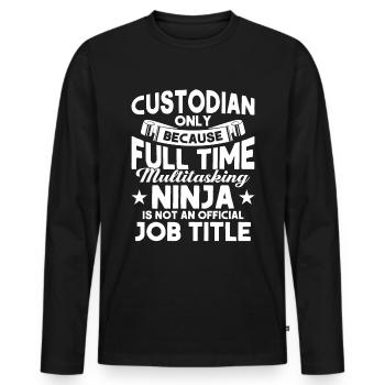 Janitor Gift School Janitor - Men's Premium Organic Long Sleeve Shirt - black - Front - Nico (187cm)