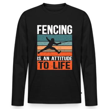 Fechten Fechter Fechtsportler Fechtsport Geschenk - Männer Premium Bio Langarmshirt - Schwarz - Vorne - Nico (187cm)