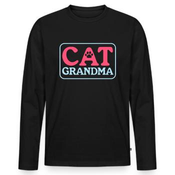 Chats Grand-mère Chat Mama Chat Propriétaire Cadeau - T-shirt manches longues Premium bio Homme - noir - Devant - Nico (187cm)