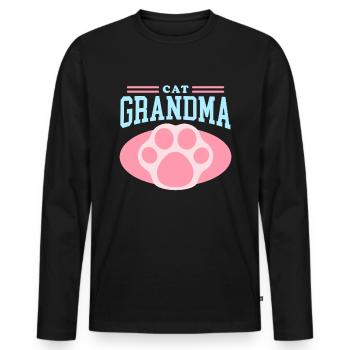 Chats Grand-mère Chat Propriétaire Cadeau - T-shirt manches longues Premium bio Homme - noir - Devant - Nico (187cm)