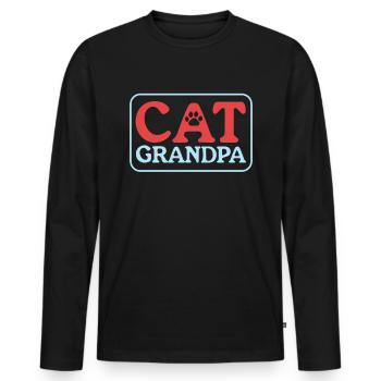 Chats Grand-père Chat Papa Chat Propriétaire Cadeau - T-shirt manches longues Premium bio Homme - noir - Devant - Nico (187cm)