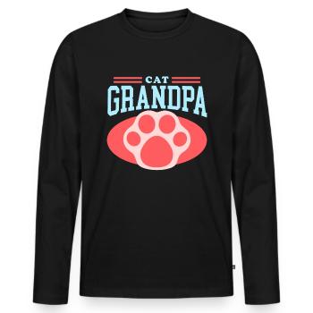 Chats Grand-père chat Propriétaire Cadeau - T-shirt manches longues Premium bio Homme - noir - Devant - Nico (187cm)