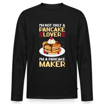 Pancakes Pancake Pancake Gift - Men's Premium Organic Long Sleeve Shirt - black - Front - Nico (187cm)