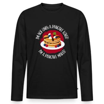 Pancakes | Pancake Pancake Gift - Men's Premium Organic Long Sleeve Shirt - black - Front - Nico (187cm)