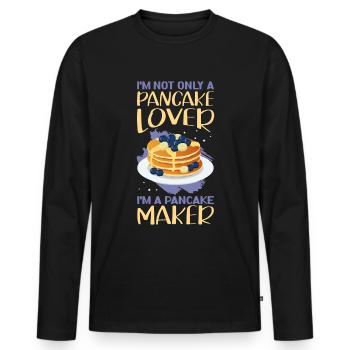 Pancakes Pancakes Pancake Gift - Men's Premium Organic Long Sleeve Shirt - black - Front - Nico (187cm)
