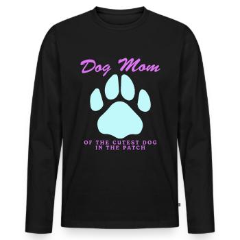 Chiens Maman Maîtresse Chien Propriétaire Cadeau - T-shirt manches longues Premium bio Homme - noir - Devant - Nico (187cm)