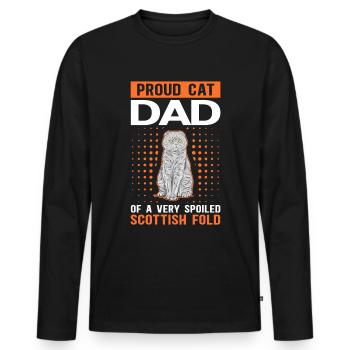 Scottish Fold-eared Cat Dad Cat Daddy Gift - T-shirt manches longues Premium bio Homme - noir - Devant - Nico (187cm)