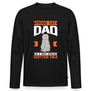 Écossais Chat à oreilles pliantes Papa Chat Cadeau - T-shirt manches longues Premium bio Homme - noir - Devant - Nico (187cm)