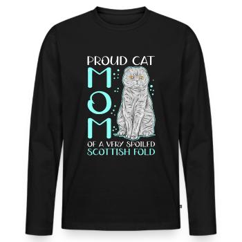 Écossais Chat à oreilles pliantes Maman Cat Cadeau - T-shirt manches longues Premium bio Homme - noir - Devant - Nico (187cm)