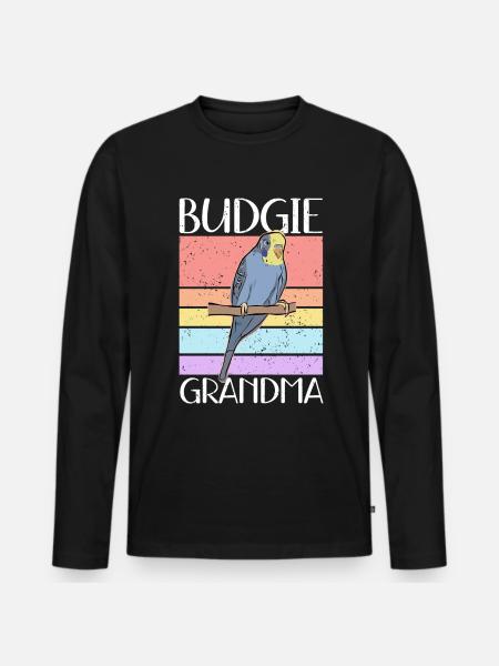 Budgerigar Grandma | Budgerigars Gift - Men's Premium Organic Long Sleeve Shirt - black