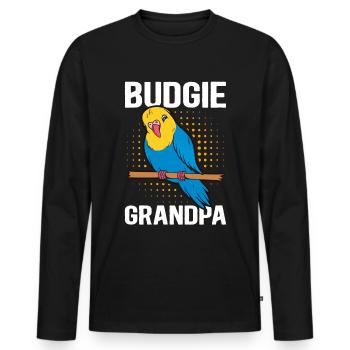 Budgerigar Grandpa Budgerigars Gift - Men's Premium Organic Long Sleeve Shirt - black - Front - Nico (187cm)