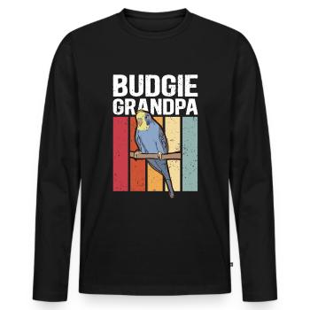 Budgerigar Grandpa | Budgerigars Gift - Men's Premium Organic Long Sleeve Shirt - black - Front - Nico (187cm)