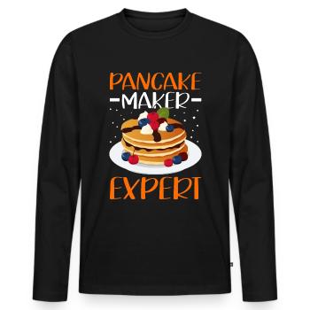Pancakes Pancake Pancake Gift - Men's Premium Organic Long Sleeve Shirt - black - Front - Nico (187cm)