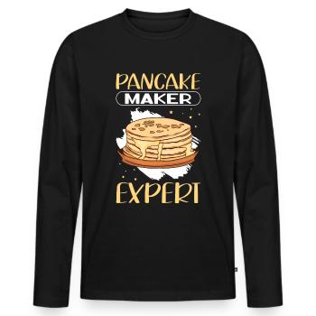 Pancakes | Pancake Pancake Gift - Men's Premium Organic Long Sleeve Shirt - black - Front - Nico (187cm)