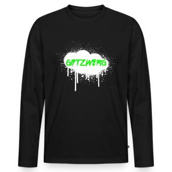 Giftzwerg Graffiti Schriftzug in Sprayer Wolke - Männer Premium Bio Langarmshirt - Schwarz - Vorne - Nico (187cm)