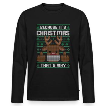 Noël moche Cadeau de Noël moche - T-shirt manches longues Premium bio Homme - noir - Devant - Nico (187cm)