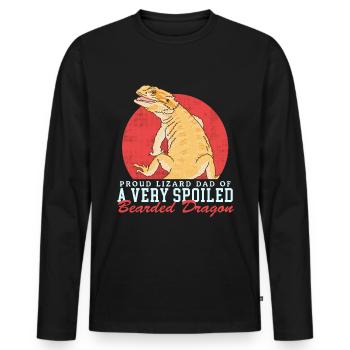 Bartagame Papa | Bearded Dragons Reptiles Gift - T-shirt manches longues Premium bio Homme - noir - Devant - Nico (187cm)