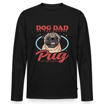 Mops Dad | Hundeliebhaber Hundebesitzer Geschenk - Männer Premium Bio Langarmshirt - Schwarz - Vorne - Nico (187cm)