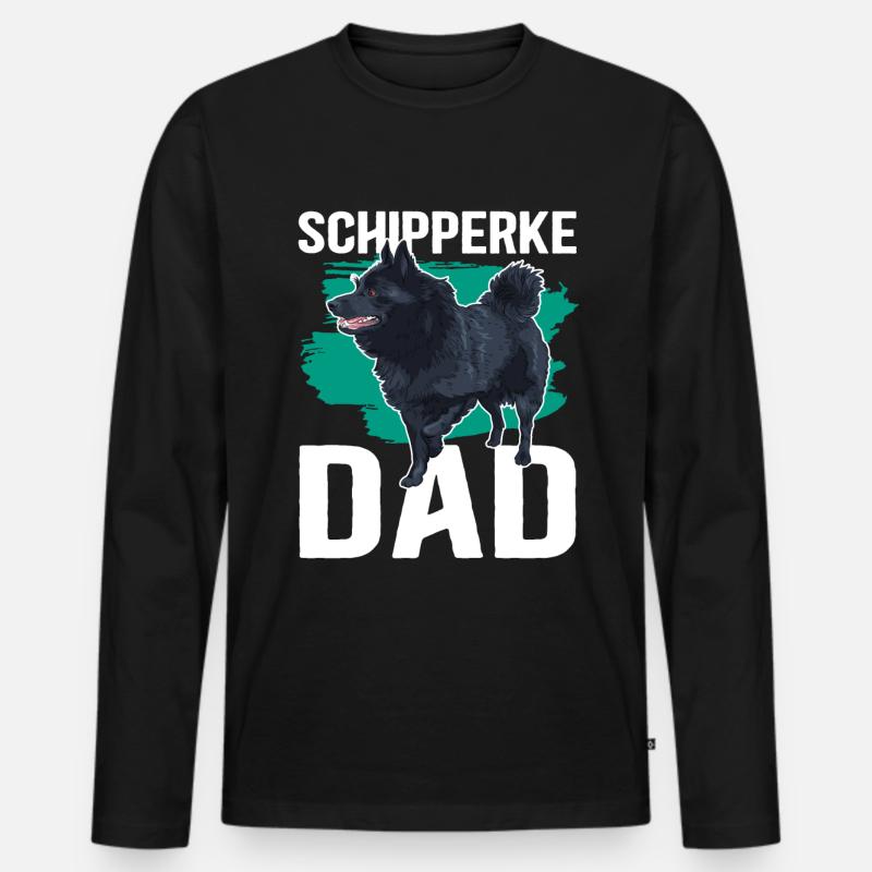 Schipperke Dad Hundebesitzer Hundehalter Geschenk - Männer Premium Bio Langarmshirt - Schwarz
