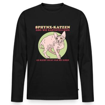 Sphynx Cat Propriétaire de chat Cadeau de propriétaire de chat - T-shirt manches longues Premium bio Homme - noir - Devant - Nico (187cm)