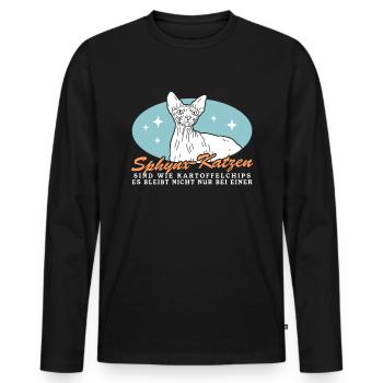 Sphynx Cat Cat Holder Cat Owner Gift - Men's Premium Organic Long Sleeve Shirt - black - Front - Nico (187cm)