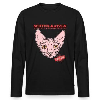 Sphynx Cat Chat Propriétaire Cat Cadeau - T-shirt manches longues Premium bio Homme - noir - Devant - Nico (187cm)