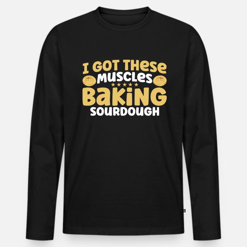 Brotbacken Geschenk Bäckerei Zitat Bäcker - Männer Premium Bio Langarmshirt - Schwarz