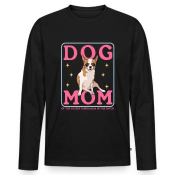 Chihuahua Mom Dog Owner Dog Mama Gift - Men's Premium Organic Long Sleeve Shirt - black - Front - Nico (187cm)