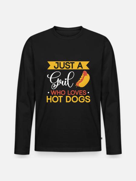 Hotdog Food Lover Hotdogs Food Hotdog Sælger - Premium økologisk langærmet T-shirt til mænd - sort