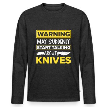 Messerwurfscheibe Geschenk Messerwerfer - Männer Premium Bio Langarmshirt - Anthrazit meliert - Vorne - Nico (187cm)