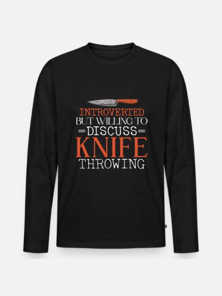 Messerwurfscheibe Geschenk Messerwerfer - Männer Premium Bio Langarmshirt - Schwarz