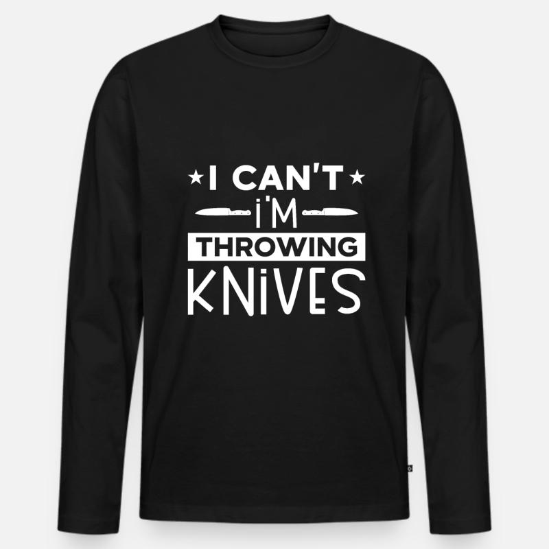 Messerwurfscheibe Geschenk Messerwerfer - Männer Premium Bio Langarmshirt - Schwarz