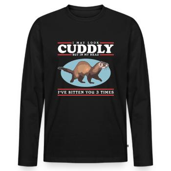Ferret Owner Ferret Marder Gift - Men's Premium Organic Long Sleeve Shirt - black - Front - Nico (187cm)