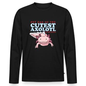 Axolotl Papa | Cadeau de Salamandre Axolotl - T-shirt manches longues Premium bio Homme - noir - Devant - Nico (187cm)