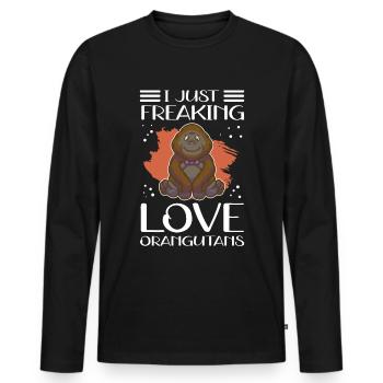 Orangutan Monkey Orangutan Gift - Men's Premium Organic Long Sleeve Shirt - black - Front - Nico (187cm)