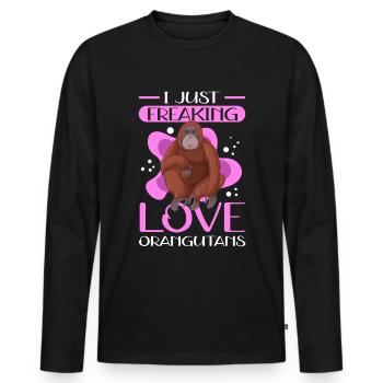 Orangutan Orangutan Monkey Gift - Men's Premium Organic Long Sleeve Shirt - black - Front - Nico (187cm)