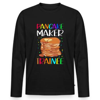 Pancakes Pancakes Pancake Gift - Men's Premium Organic Long Sleeve Shirt - black - Front - Nico (187cm)