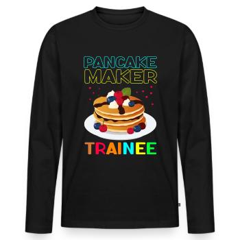 Pancakes Pancake Pancake Gift - Men's Premium Organic Long Sleeve Shirt - black - Front - Nico (187cm)