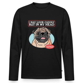 Pug Dogs Dog Owner Dog Owner Gift - Men's Premium Organic Long Sleeve Shirt - black - Front - Nico (187cm)