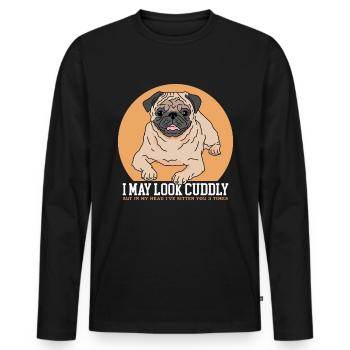 Pug Dog Dog Owner Dog Owner Gift - Men's Premium Organic Long Sleeve Shirt - black - Front - Nico (187cm)