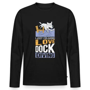 Dock Diving Dog Dog Owner Dog Sports Gift - Men's Premium Organic Long Sleeve Shirt - black - Front - Nico (187cm)
