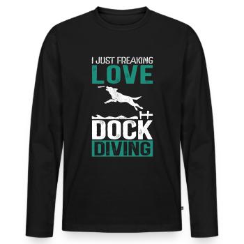 Dock Diving Dogs Dog Sports Dog Owner Gift - Men's Premium Organic Long Sleeve Shirt - black - Front - Nico (187cm)