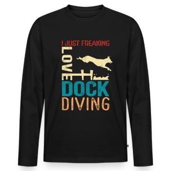 Dock Diving Dog Sports Gift - Men's Premium Organic Long Sleeve Shirt - black - Front - Nico (187cm)