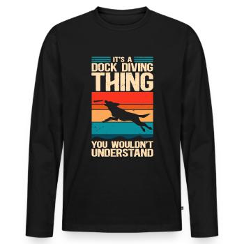 Dock Diving Dogs Dog Sports Dog Owner Gift - Men's Premium Organic Long Sleeve Shirt - black - Front - Nico (187cm)