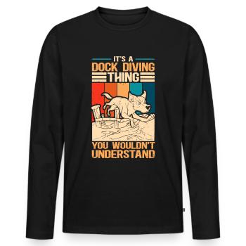 Dock Diving Dog Dog Owner Dog Sports Gift - Men's Premium Organic Long Sleeve Shirt - black - Front - Nico (187cm)