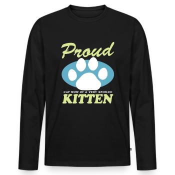 Cat Mama Cat Cadeau du propriétaire de chat - T-shirt manches longues Premium bio Homme - noir - Devant - Nico (187cm)