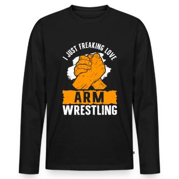 Arm Wrestling Armwrestling Arm Wrestling Gift - Men's Premium Organic Long Sleeve Shirt - black - Front - Nico (187cm)