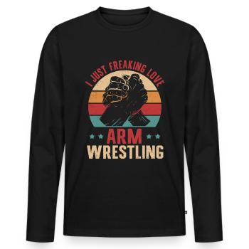 Arm Wrestling Arm Wrestling Armwrestling Gift - Men's Premium Organic Long Sleeve Shirt - black - Front - Nico (187cm)