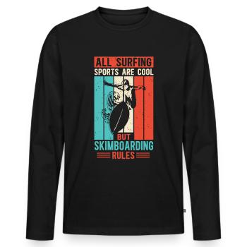 Skimboard Skimboarding Skimboarding Cadeau - T-shirt manches longues Premium bio Homme - noir - Devant - Nico (187cm)